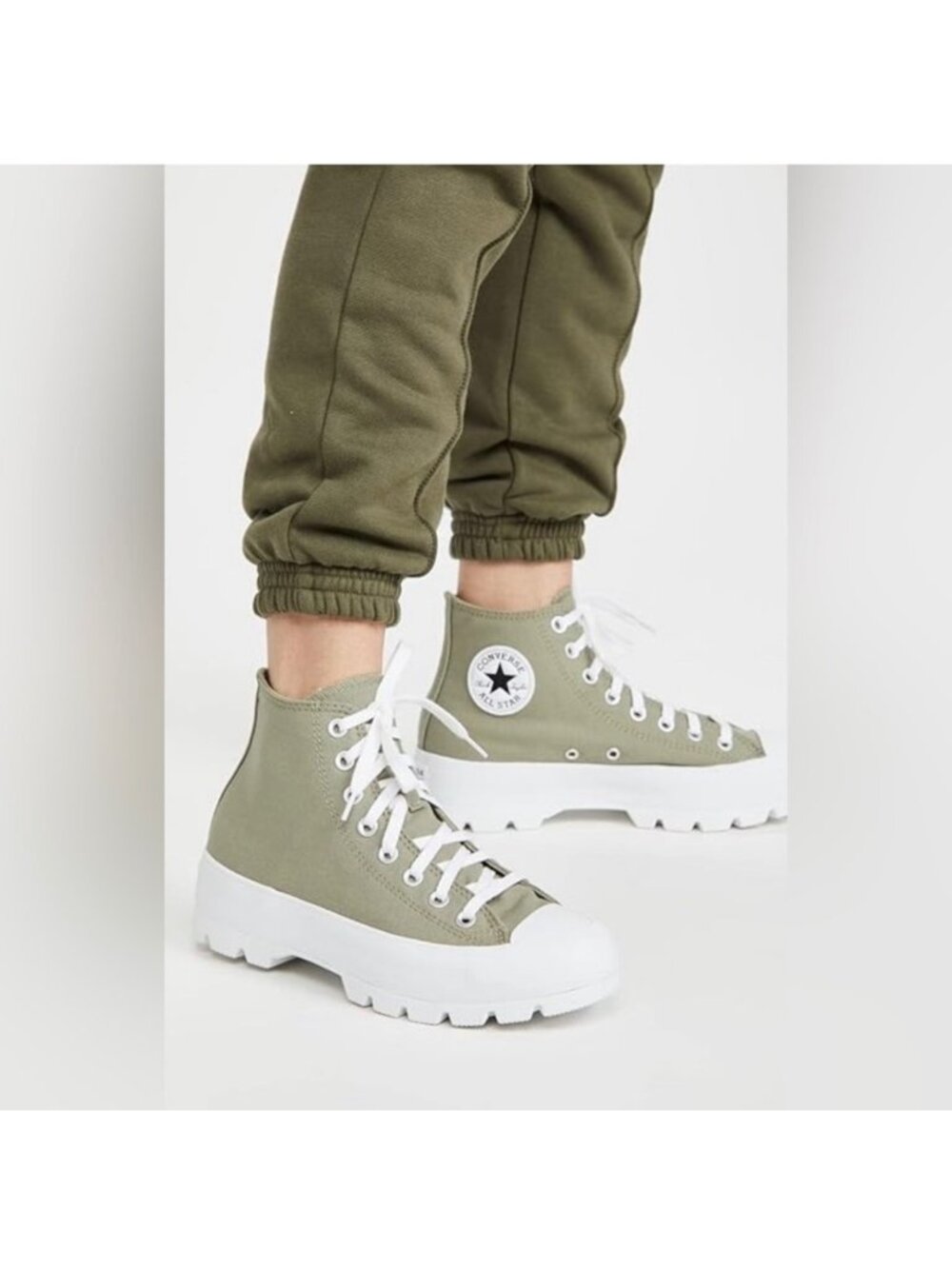 Converse Chuck Taylor All Star Lug Sole 9.5 Women Platform Sneaker Green Khaki